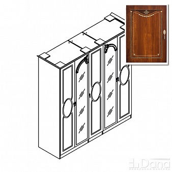 Шкаф 5 двери РИМ R705Z Pecan с зеркалом